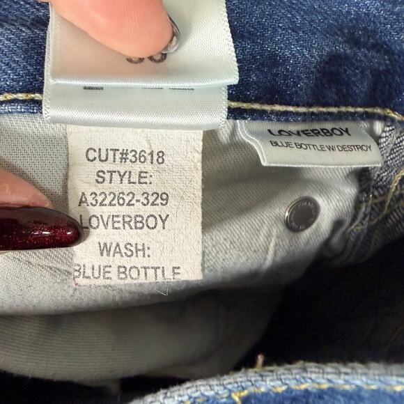 AMO Loverboy Jeans Crop Straight High Rise Ripped Knees Distressed Denim 30 - Picture 7 of 7